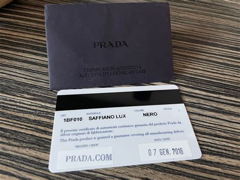 authentic prada receipt|prada authenticity certificate card.